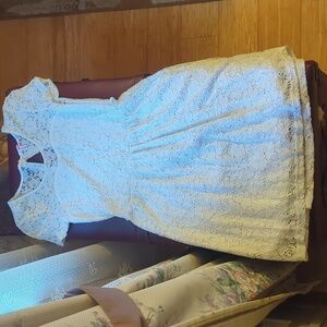 White dress with lace flowers